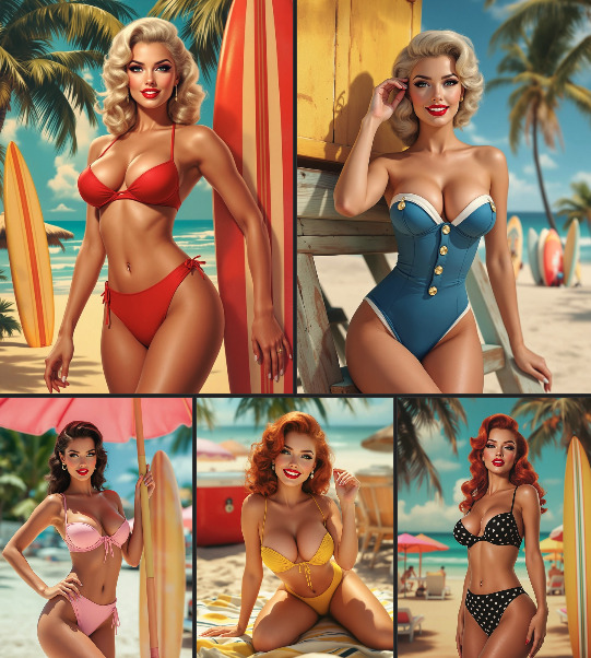 Kızlar, Yapay zeka ile 1950lerin klasik mayo ve bikini posteri ? siz hangisi olmak istersiniz?