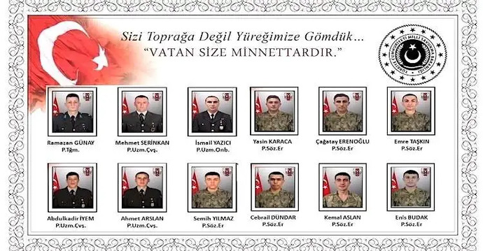 Pençe-Kilit Harekat bölgesindeki bir mağarada arama-tarama faaliyeti sırasında metan gazına maruz kalarak şehit olan 12 askerden 6sı törenle memleketlerine uğurlandı. pic.twitter.com/CFeWygzwro— BPT (@bpthaber) July 7, 2025