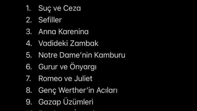 Bu listeden kaç tane kitap okudunuz?