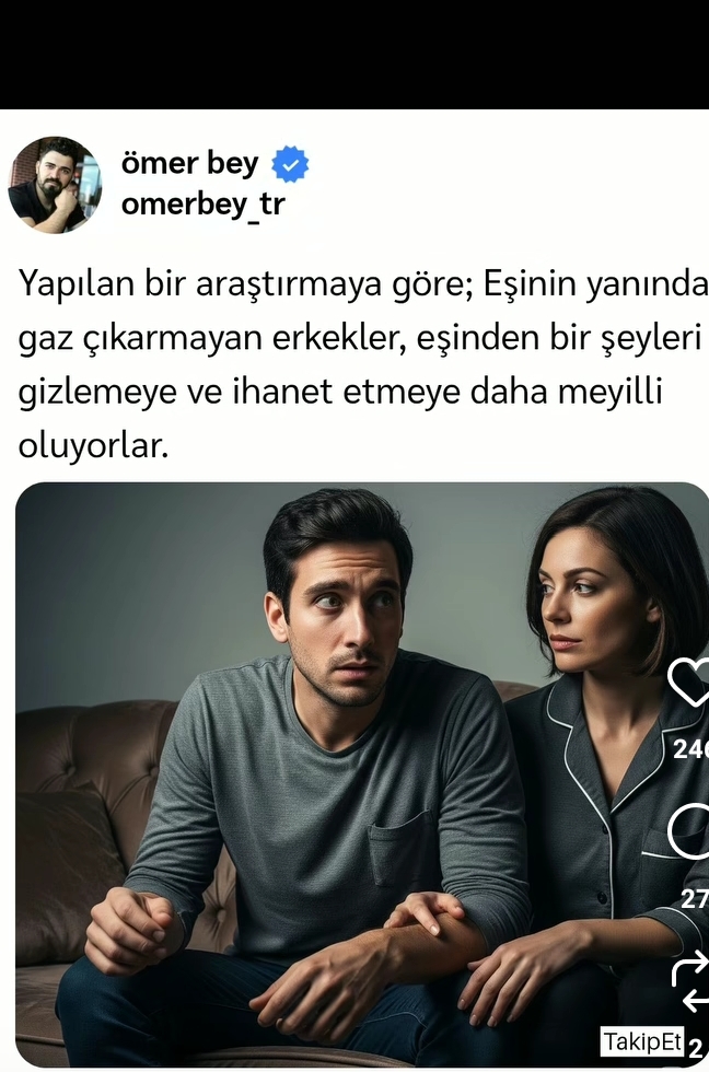 Eşinin yanında gaz yapamayan erkek aldatmaya daha meyilliymiş katılıyor musunuz?🤣?
