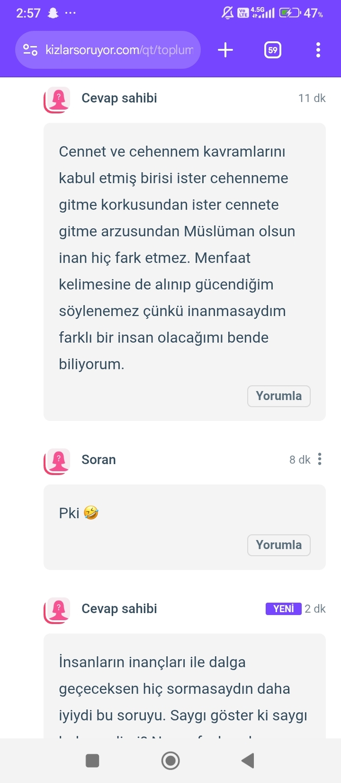 Bi insan neden karşısındaki insan cevap veremesin diye engeller ki?