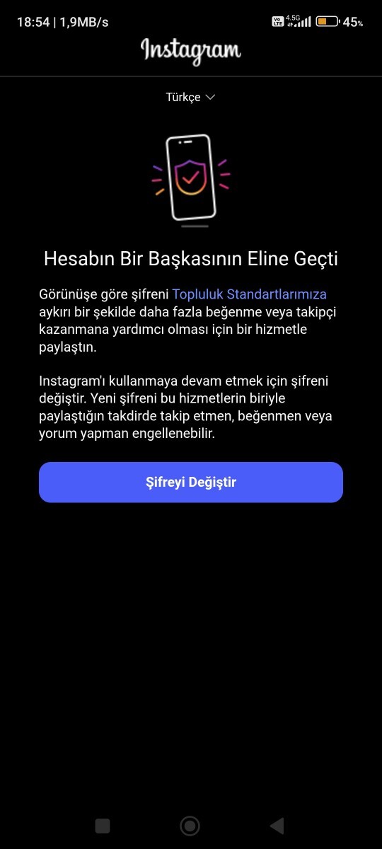 Instagram hesabıma birsey oldu?