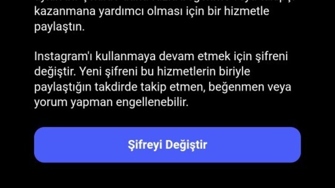 Instagram hesabıma birsey oldu?