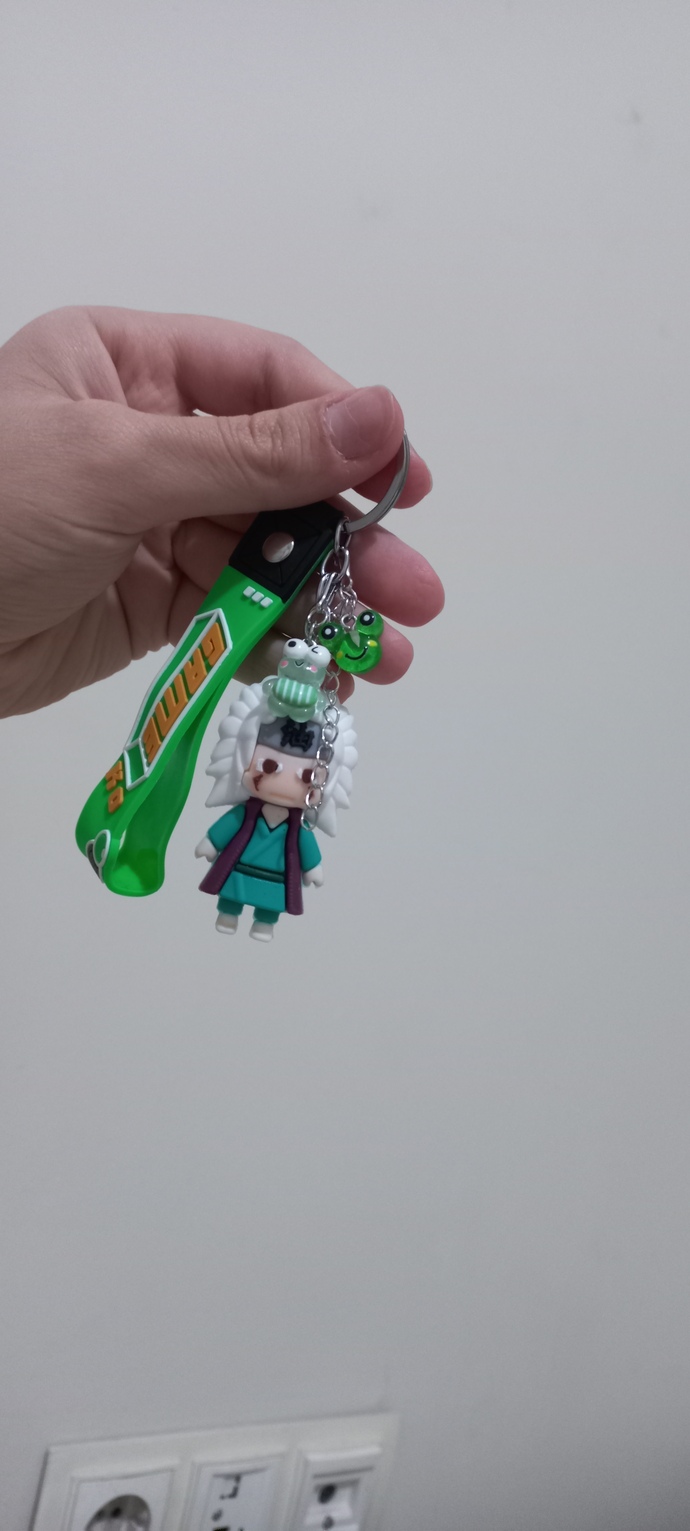 Jiraiyanin kurbağalari nasil olmus? anahtarligi aldim bide kurbaga kolye almistim birlestirip charm yaptim? benzemis mi?