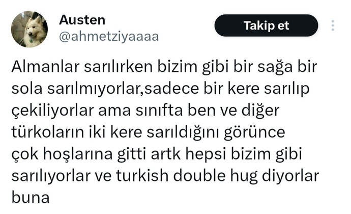 Eger size sarilsaydim, iki kere mi sarilirdim uc kere mi soyleyeyim mi?