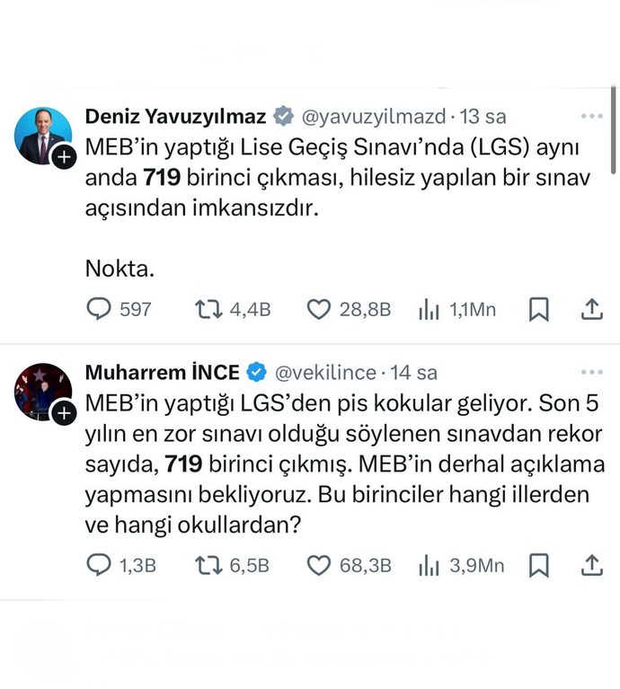 Lgs sınavında hile yapıldı iddiası! Son yılların en zor sınavında 719 tane full çeken oldu. Sizce hile yapıldı mı?