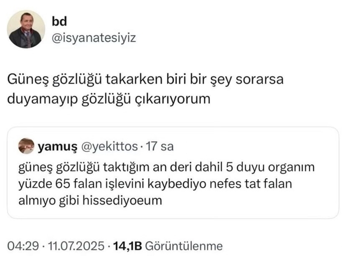 Güneş gözlüğü takma alışkanlığınız var mı?