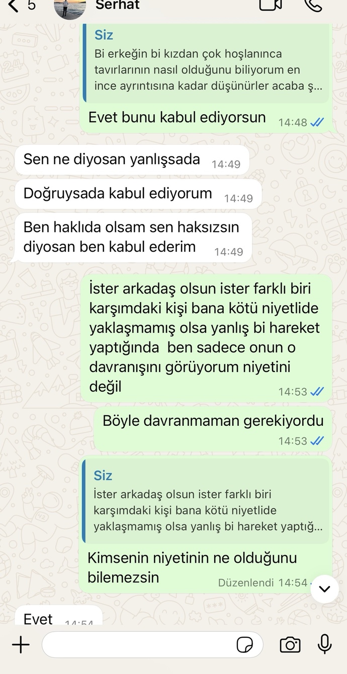 3. görüşmede öpmek istedi ayrıldım böyle konuşuyor sizce haksızmıyım?
