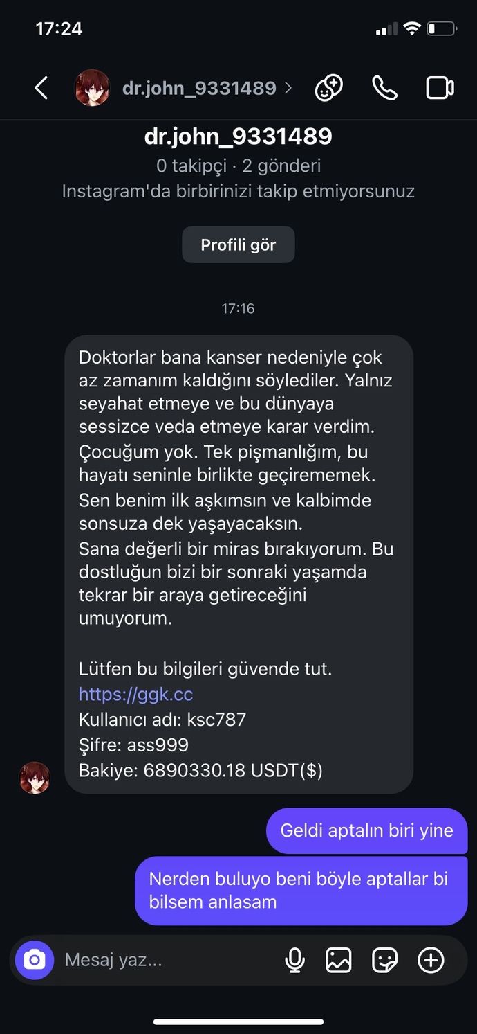 Merhabalar bu tür mesajların içeriği ve amacı nedir biliyor musunuz linke tıklamadım dolandırıcı ya da virüs olarak düşündüm?