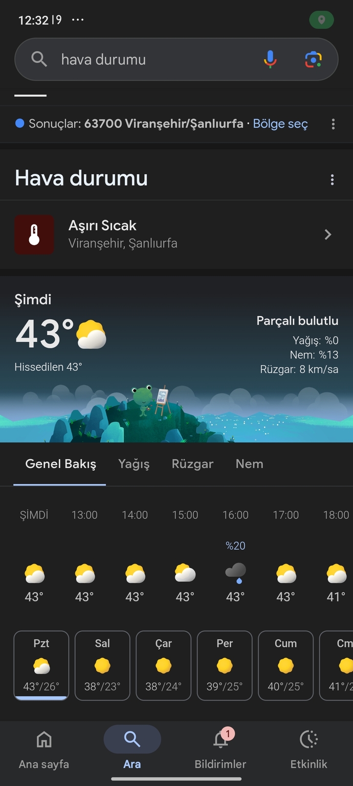 Bulunduğunuz konumda hava kaç derece?