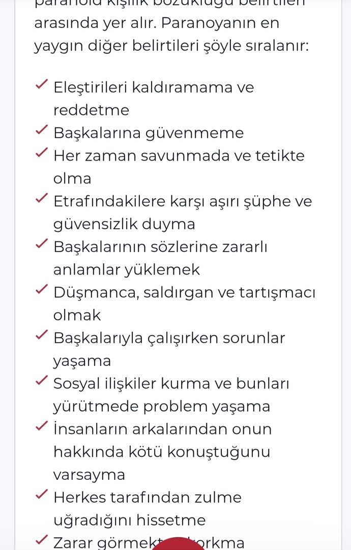 Paranoid kişilik bozukluğu belirtileri