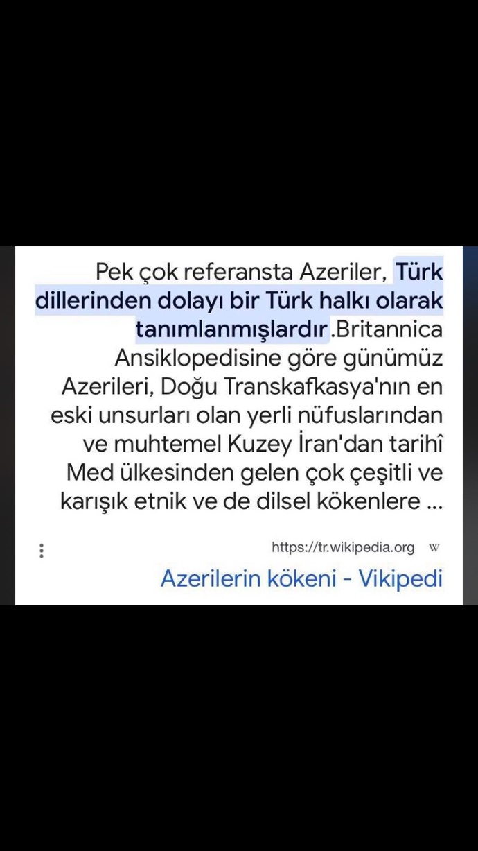 Wikipedia Azerilerin türk olmadıklarını söylüyor düşünceniz nedir?