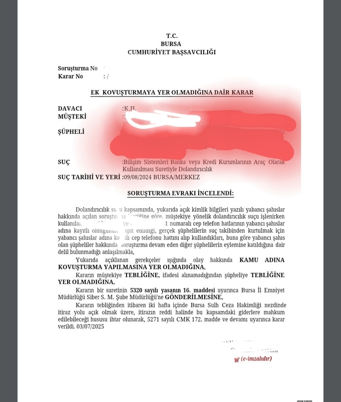 Ek kovuşturmaya yer olmadığına dair karar hakkında?