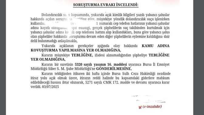 Ek kovuşturmaya yer olmadığına dair karar hakkında?