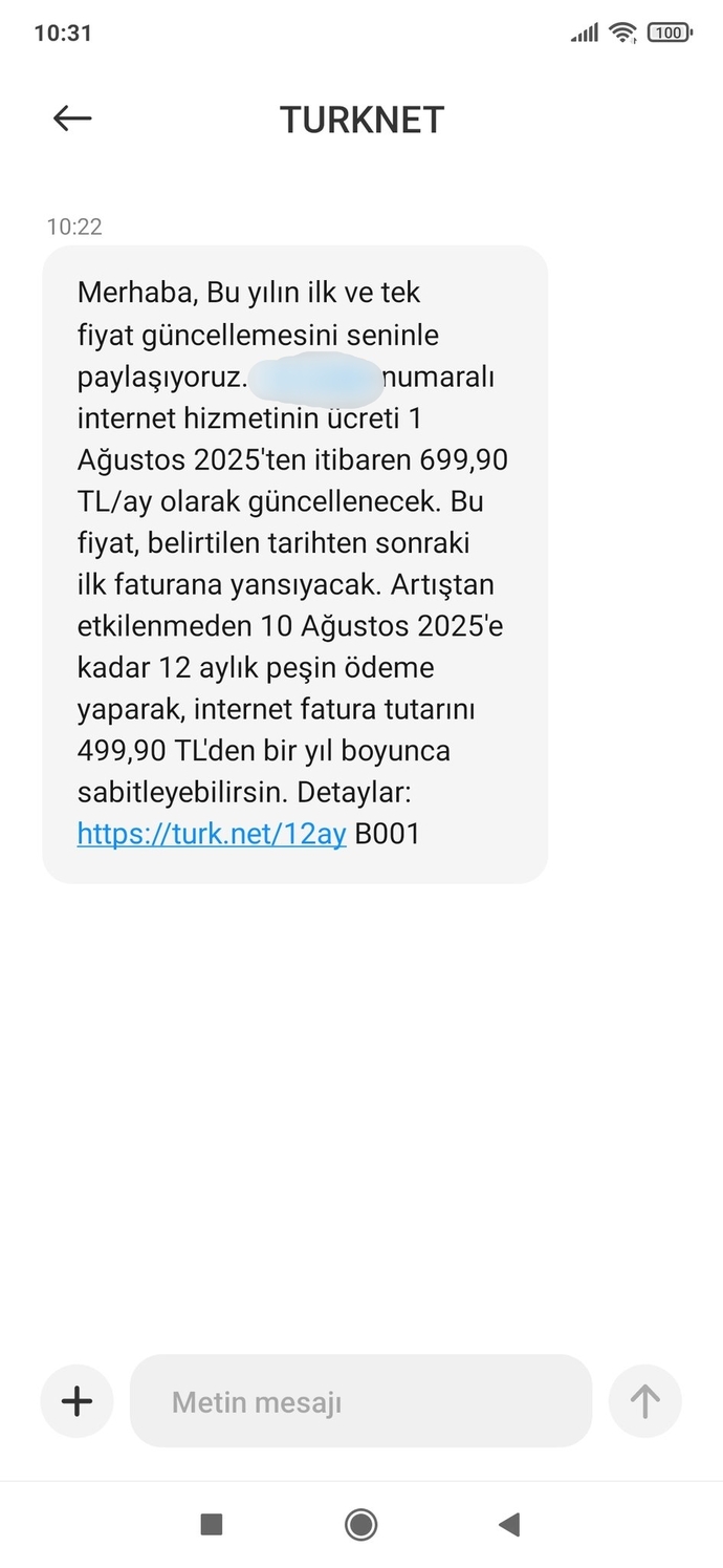 TurkNet abonelik ücretlerine zam geliyor. Bu dönemde internet faturası için 700 TL iyi mi sizce?