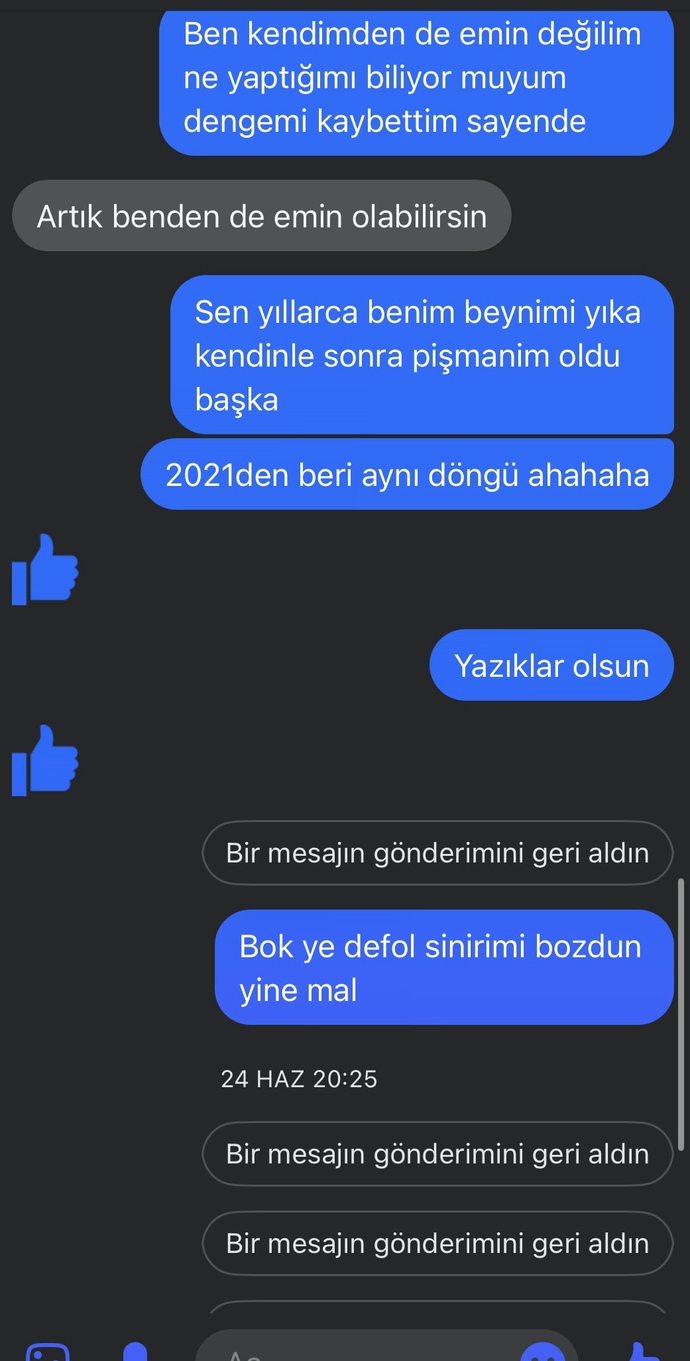 Eski sevgilim yazmıyor Kafayi yicem?