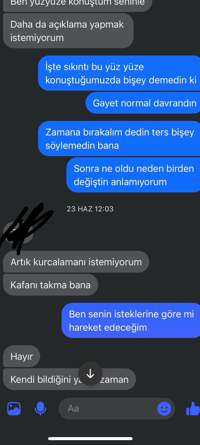 Eski sevgilim yazmıyor Kafayi yicem?