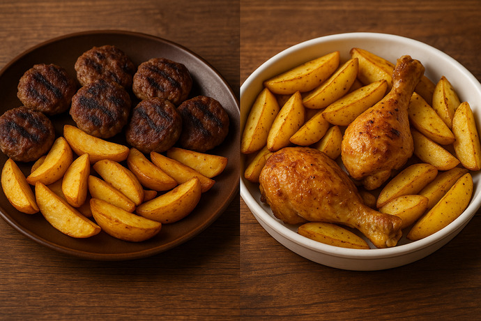 Bir tabakta köfte patates, diğerinde fırında tavuk patates… Hangisi senin favorin olurdu?