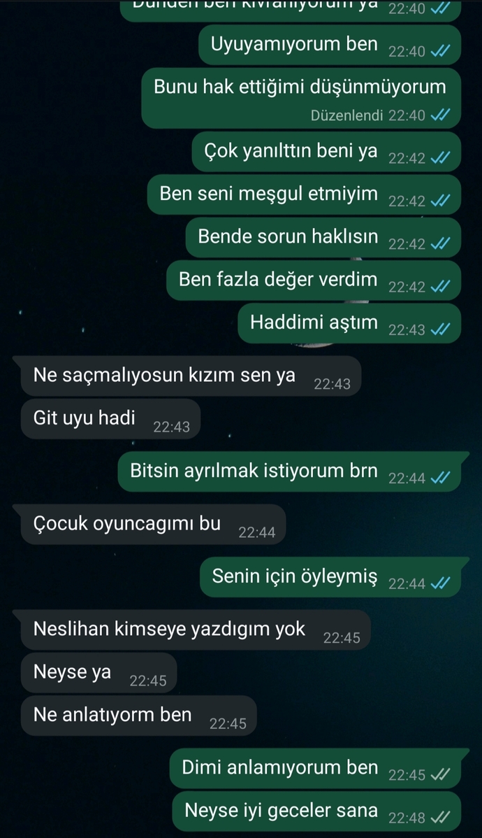 Sürekli kız ekleyen sevgilime ayrılmak istediğimi söyledim yazdıklarına bakın?
