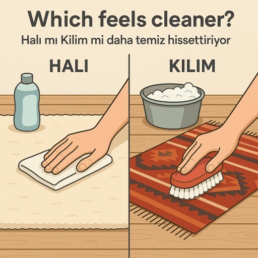 Halı mı kilim mi daha temiz hissettiriyor size 🧺🧼?