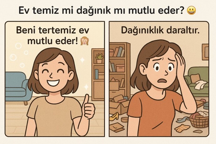 Ev temiz mi dağınık mı mutlu eder 🧹😆?