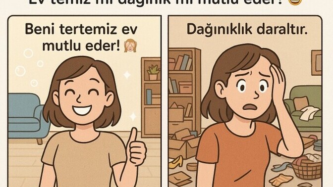 Ev temiz mi dağınık mı mutlu eder 🧹😆?