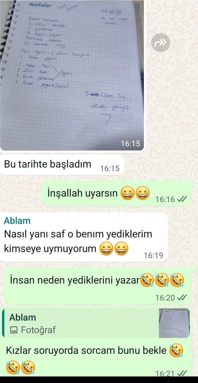 Diyetteyken neler yediğinizi not eder misiniz?