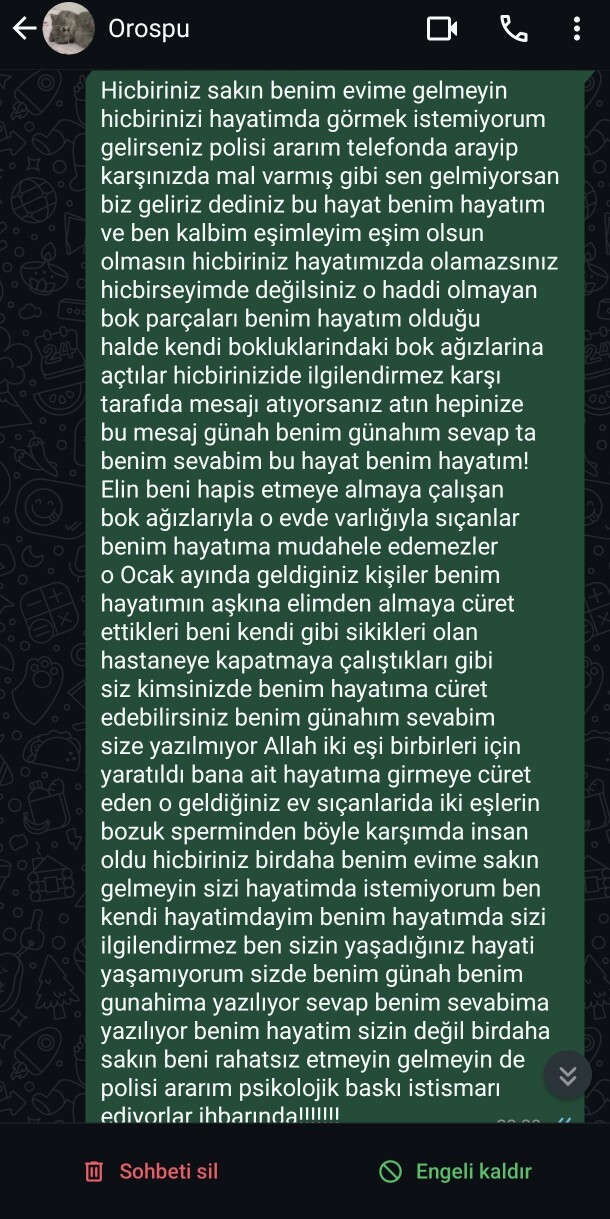 Hicbirseyim olmayan adlari akraba parçası olan beni uzaktan psikolojikmen rahatsız eden şeytan boklara böyle yazdım nasıl?