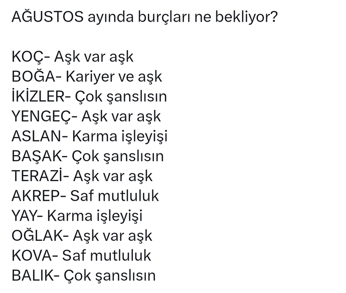 Burcunuza göre Ağustos ayında sizleri neler bekliyor?