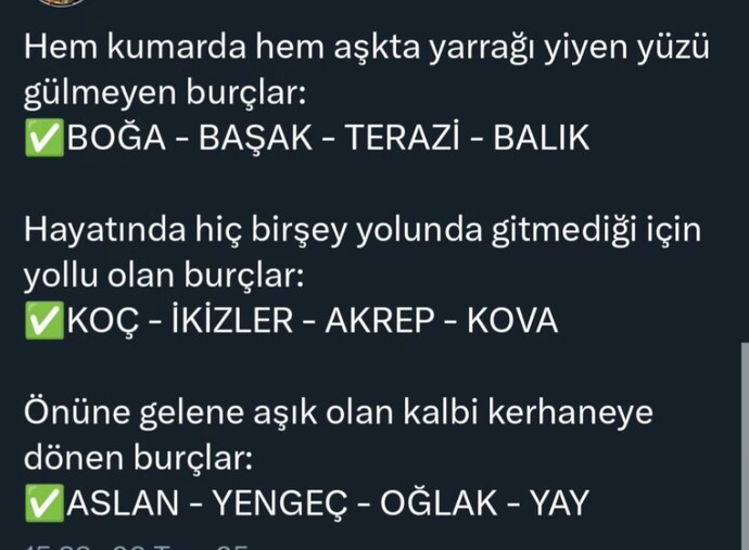 Burcunuza göre durumunuz nedir?