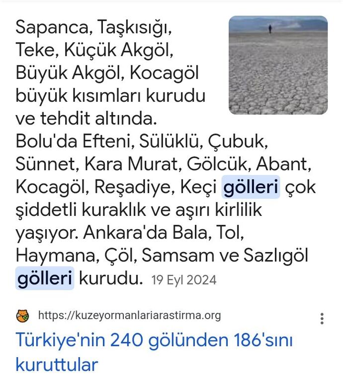 Uyuyanlara duyurulur türkiyedeki göllerin yarısından fazlası kurudu ileride bir bardak su için kavga etmeye hazırmısınız?