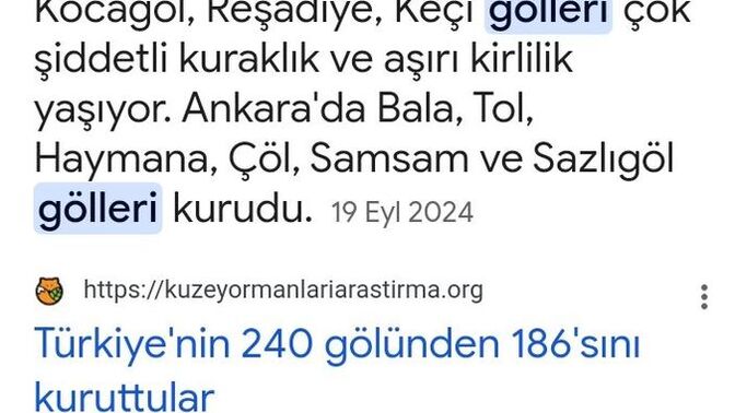 Uyuyanlara duyurulur türkiyedeki göllerin yarısından fazlası kurudu ileride bir bardak su için kavga etmeye hazırmısınız?