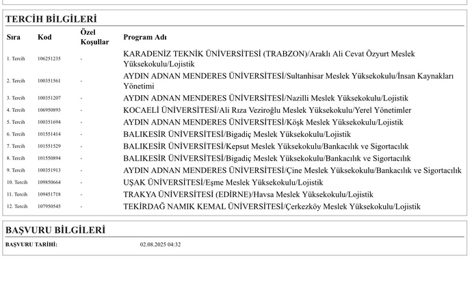 Tercih listem nasıl?