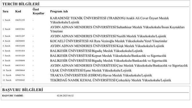 Tercih listem nasıl?
