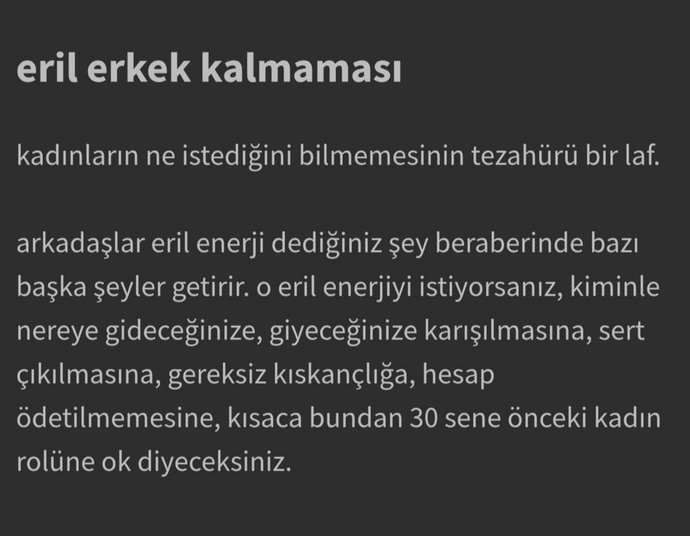 Eril erkek hakkında ne düşünüyorsunuz? Aşağıdaki fikire Katılırmısınız?