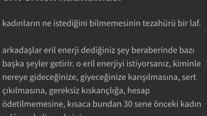 Eril erkek hakkında ne düşünüyorsunuz? Aşağıdaki fikire Katılırmısınız?