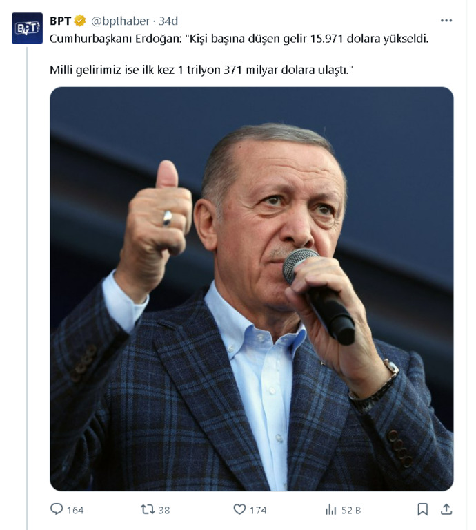 Cumhurbaşkanı kişi başı yıllık gelirin 15 bin dolar olduğunu söylemiş sizin yıllık geliriniz ne kadar?