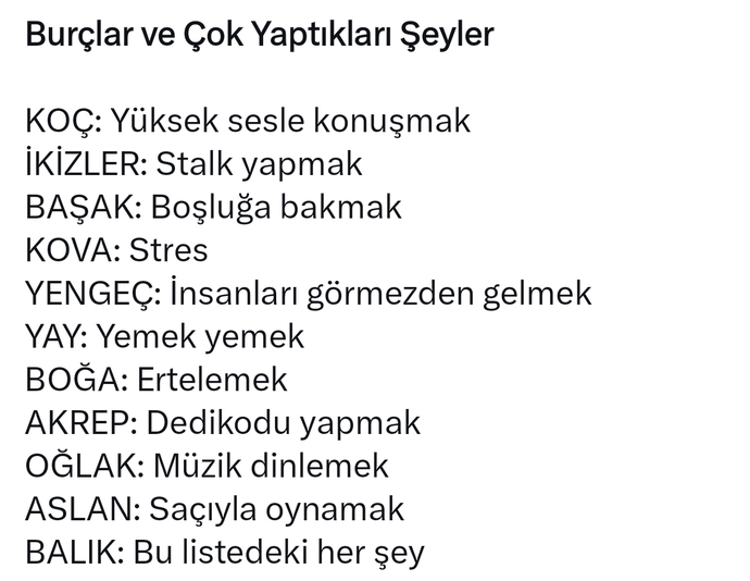 Burcunuza göre en çok yaptığınız şey nedir?
