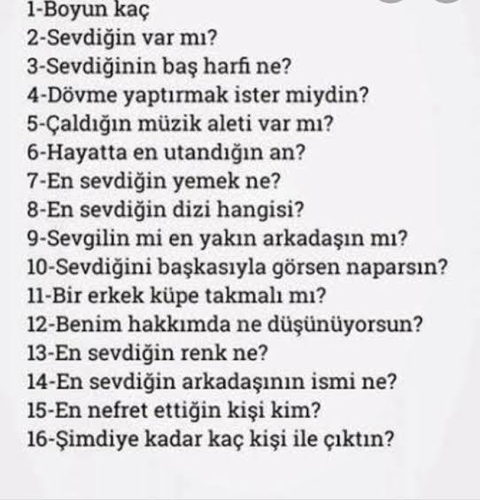 Bana soru soracak olsan ne sormak istersin?
