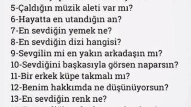Bana soru soracak olsan ne sormak istersin?