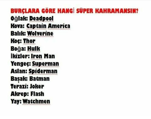 Burcuna göre hangi kahramansın?