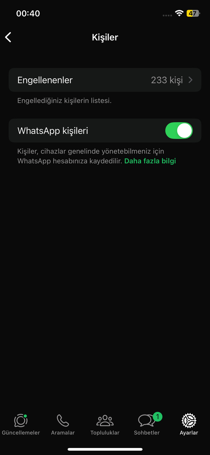 Whatsappta Engel listeniz kaç kişi var?