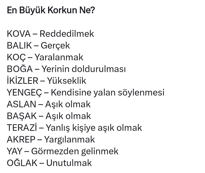 Burcunuza göre en büyük korkunuz nedir?