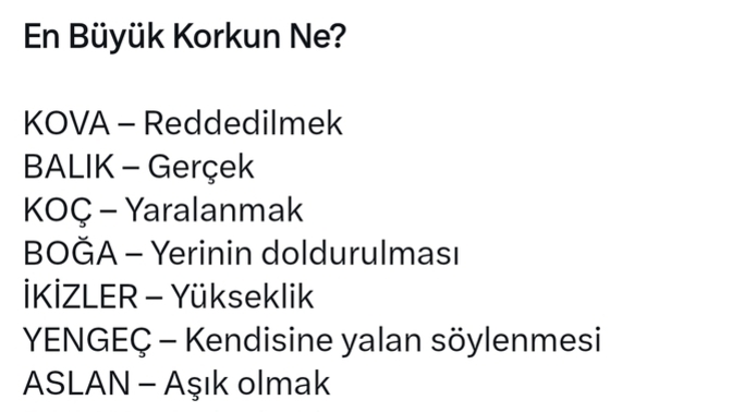 Burcunuza göre en büyük korkunuz nedir?