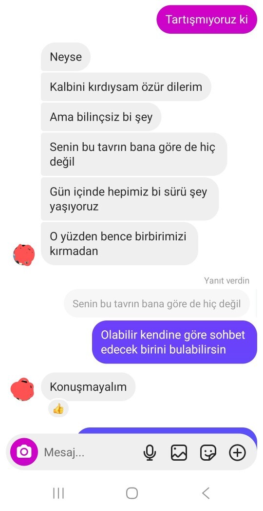 20 gündür konuştuğum kişiyi takipten çıkardım çünkü ben yazmasam hiç yazmıyordu. Haklı mıyım?