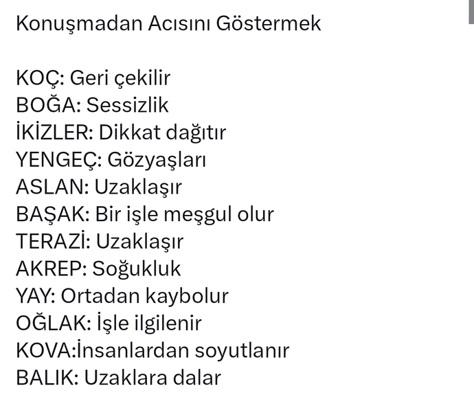 Burcunuza göre konuşmadan acınızı nasıl gösterirsiniz?