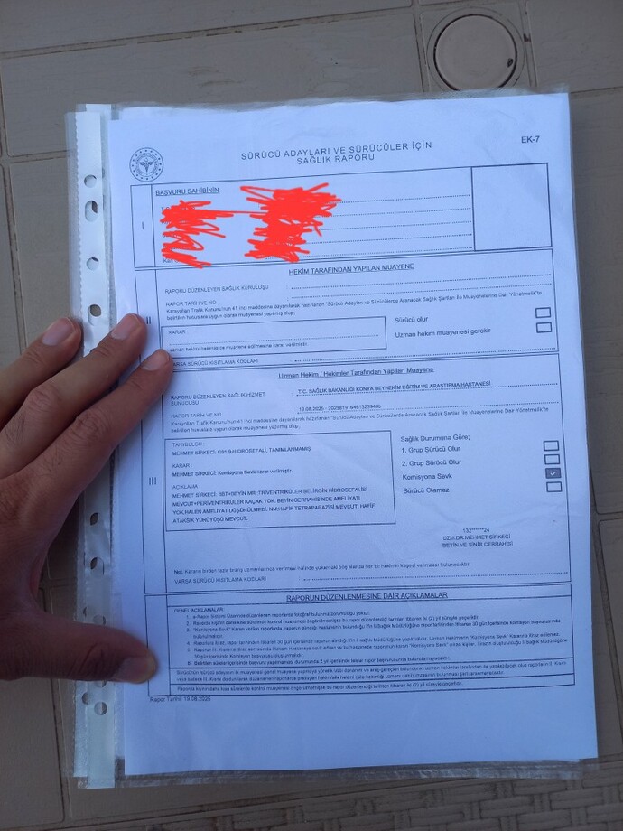Sizce bu rapora göre, bu kişiye ehliyet verilir mi? Bu kişi sürücü olabilir mi?