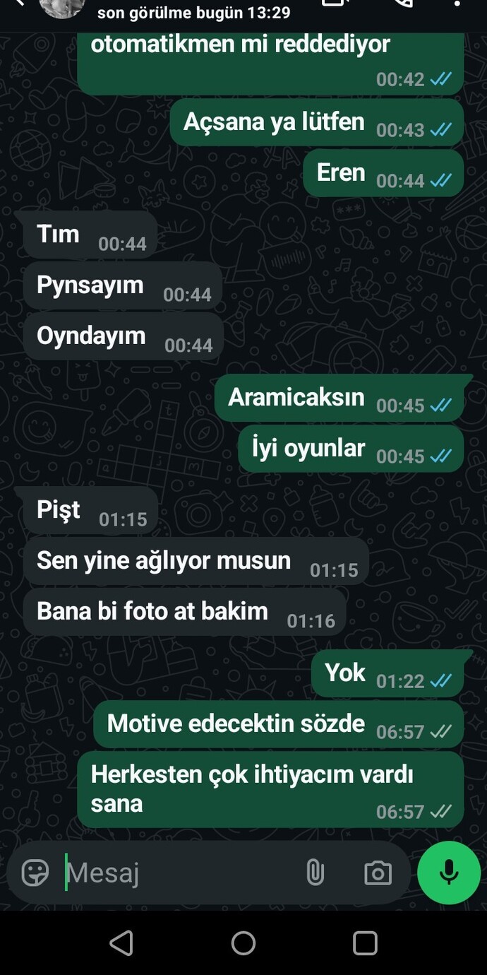 Sevgilimin attığı mesajlara ve tepkiye bakar mısınız?