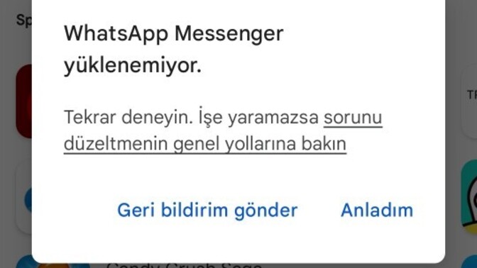 WhatsApp niye yüklenmiyor?