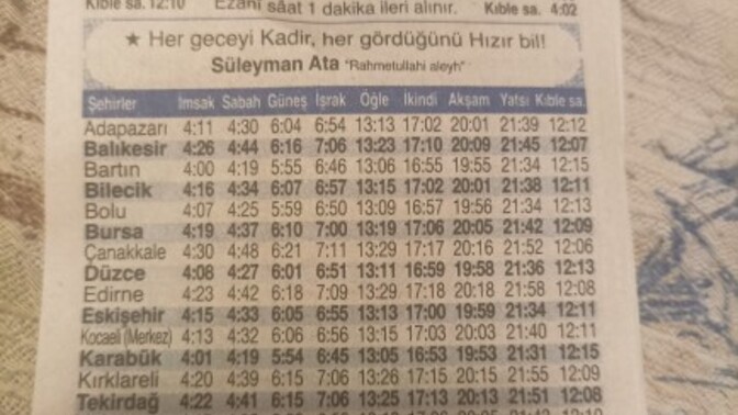 En son ne zaman takvim aldınız?